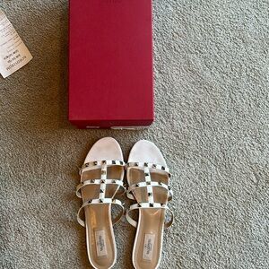 White gold studs Valentino sandals. Size 10. Worn but good condition
